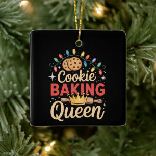 Cookie Baking Queen Baker Bakery Christmas Ceramic Ornament
