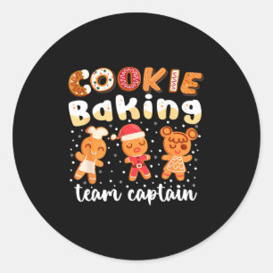 Cookie Baking Team Captain Christmas Gingerbread F Classic Round Sticker