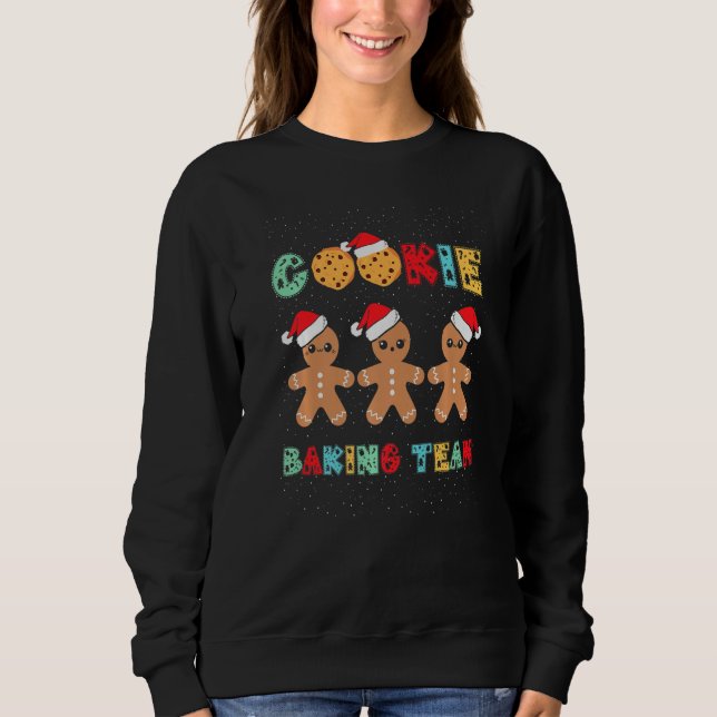 Cookie Baking Team Gingerbread Men With Xmas Hats  Sweatshirt (Front)