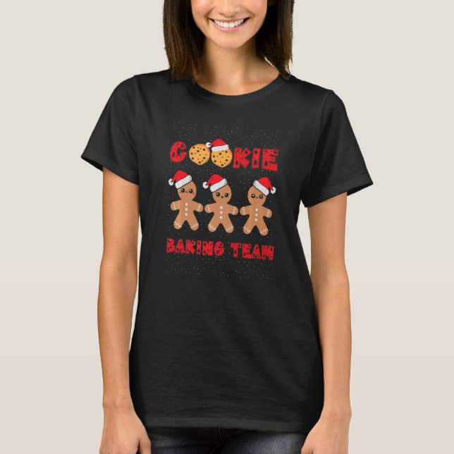 Cookie Baking Team Gingerbread Men with Xmas Hats  T-Shirt (Front)