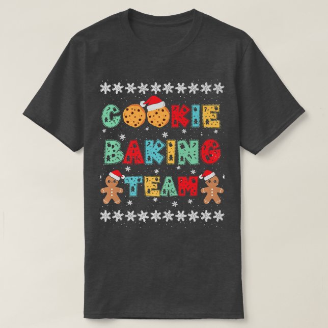 Cookie Baking Team Gingerbread Men with Xmas Hats  T-Shirt (Design Front)