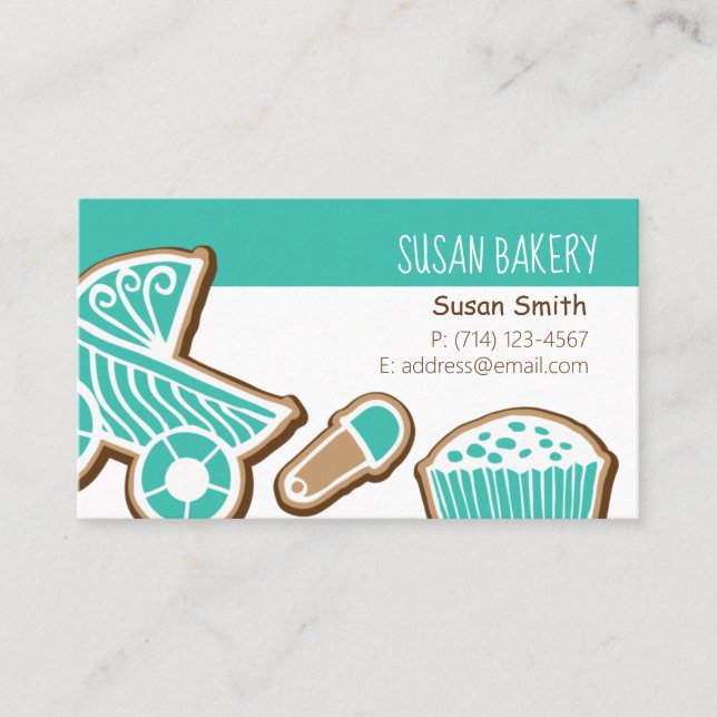 Cookie Baking Turquoise Business Card (Front)