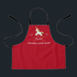 Cookie Baking Unicorn Christmas Kids Apron<br><div class="desc">The ideal apron for all of your holiday Christmas baking! Cute festive unicorn and stars. Monogrammed with child's name.  Fun typography says "Grandma's Cookie Helper". The perfect apron for your whole family!</div>