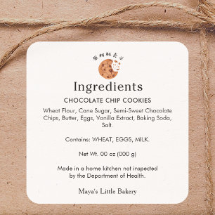 Cookie Bite Watercolor Bakery Ingredients Product Square Sticker