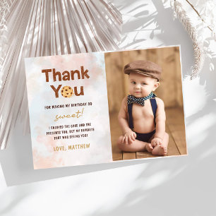 Cookie Boy Birthday Party Photo Thank You Card