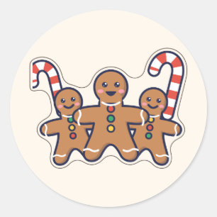 Cookie Buddies Three Gingerbread Cookies Classic Round Sticker