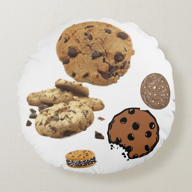 Cookie Chocolate Chips Sweets Dessert Bakery Cook Round Cushion (Front)