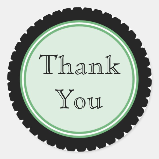 Cookie Cut Black Mint Thank You Stickers (Front)