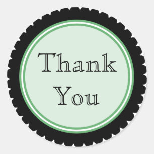 Cookie Cut Black Mint Thank You Stickers