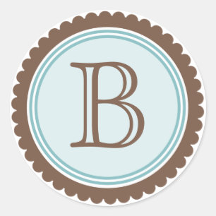 Cookie Cut Chocolate Aqua Monogram Initial Sticker