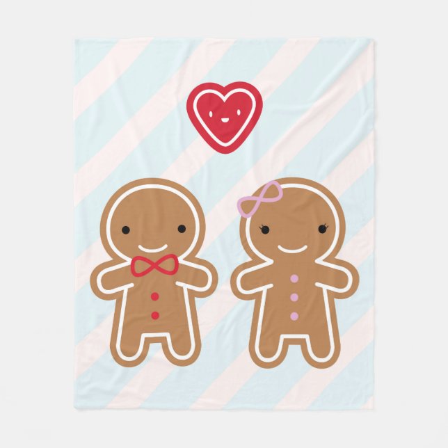 Cookie Cute Gingerbread Couple Fleece Blanket (Front)