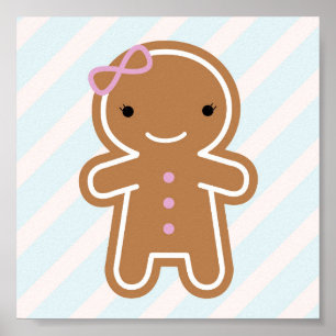 Cookie Cute Kawaii Gingerbread Girl Poster