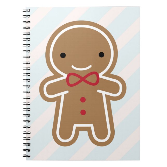 Cookie Cute Kawaii Gingerbread Man Notebook (Front)