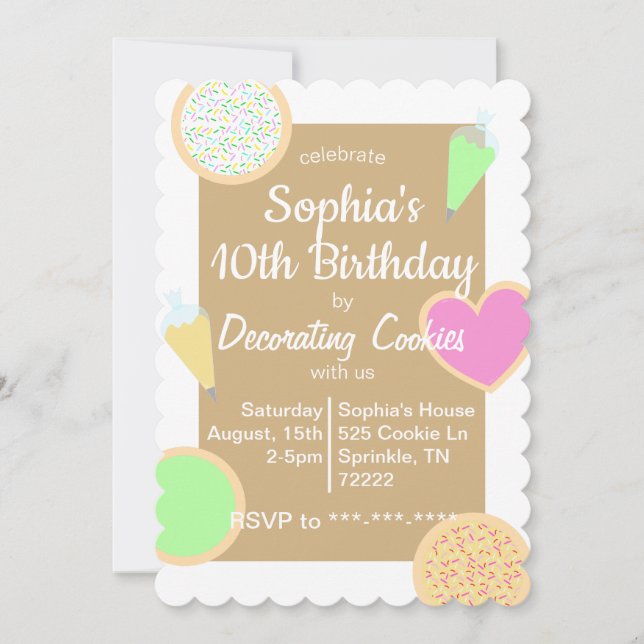 Cookie Decorating Birthday Invitation (Front)