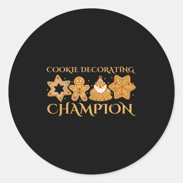 Cookie Decorating Chamon Baking Christmas Family M Classic Round Sticker (Front)