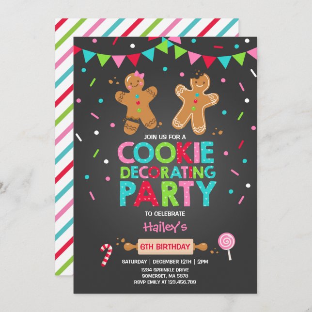 Cookie Decorating Party Invitation Holiday Party (Front/Back)