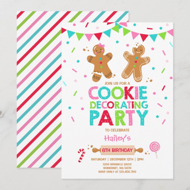 Cookie Decorating Party Invitation Holiday Party (Front/Back)