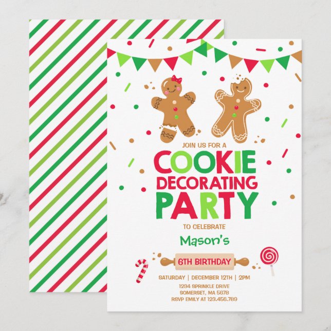 Cookie Decorating Party Invitation Holiday Party (Front/Back)