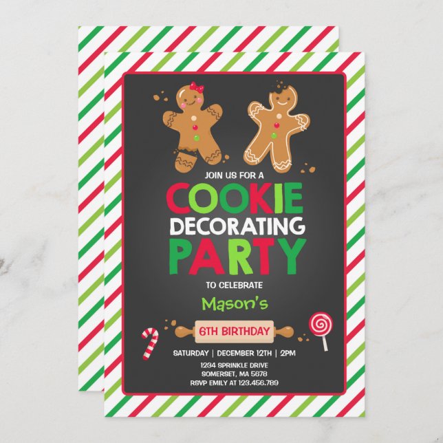 Cookie Decorating Party Invitation Holiday Party (Front/Back)