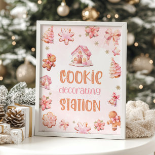 Cookie decorating station Christmas Birthday Poster