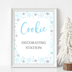 Cookie Decorating Station Sign Winter Blue Sign