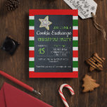 Cookie Exchange Chalkboard Red and Green Stripe lg Invitation<br><div class="desc">Celebrate the Holidays in sweet style with these Cookie Exchange invitations.  Each field is fully customisable to say just what you want!</div>