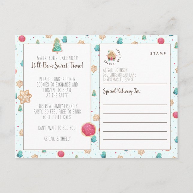 Cookie Exchange Christmas Party Budget Invitation Postcard (Back)