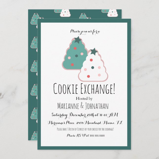 Cookie Exchange Christmas Tree Cookies Holiday Invitation (Front/Back)