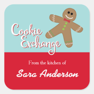 Cookie Exchange, Gingerbread, From The Kitchen of Square Sticker
