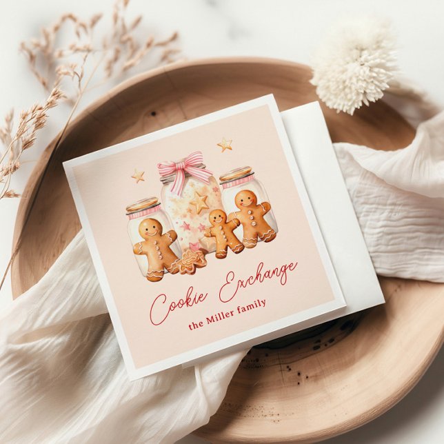 Cookie Exchange Gingerbread Man Blush Napkin (Creator Uploaded)