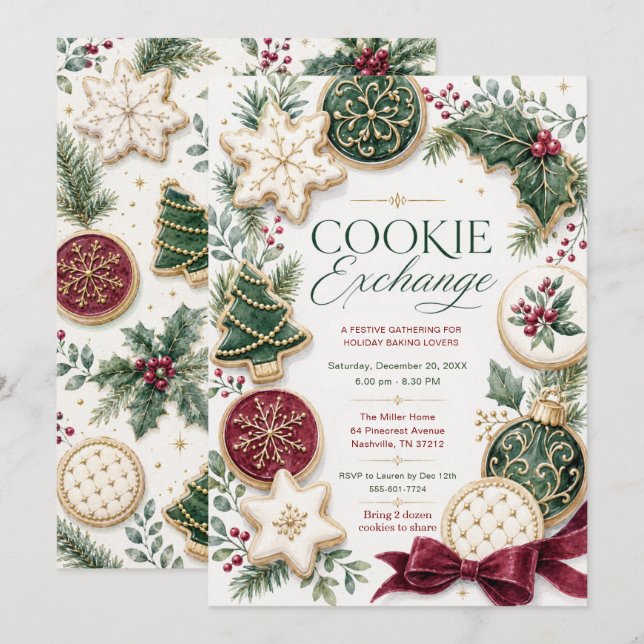 Cookie Exchange Holiday Invitation (Front/Back)