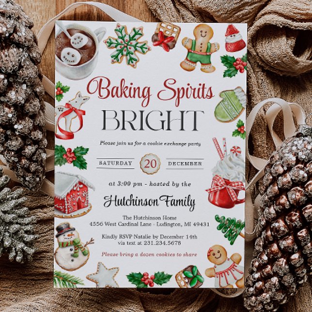 Cookie Exchange Party Invitation (Cookie Exchange Party Invitation - Baking Spirits Bright)