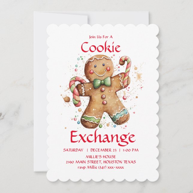 Cookie Exchange Party Invitation You Customise  (Front)