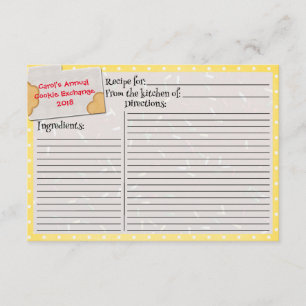 Cookie Exchange Recipe Card Holiday Party Insert