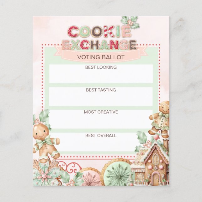 Cookie Exchange Vote  Ballot Gingerbread (Front)