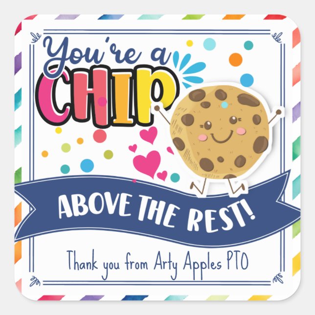  cookie favor gift you're the best square sticker (Front)