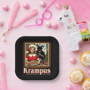 Cookie For Krampus Merry Krampus Christmas Horror Paper Plate