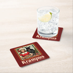 Cookie For Krampus Merry Krampus Christmas Horror Square Paper Coaster