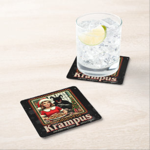 Cookie For Krampus Merry Krampus Christmas Horror Square Paper Coaster