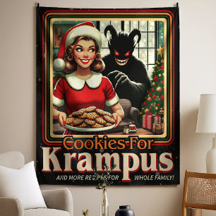 Cookie For Krampus Merry Krampus Christmas Horror Tapestry