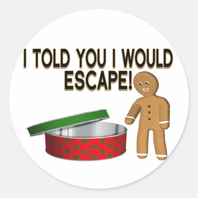 Cookie Gingerbread Man Escape Classic Round Sticker (Front)