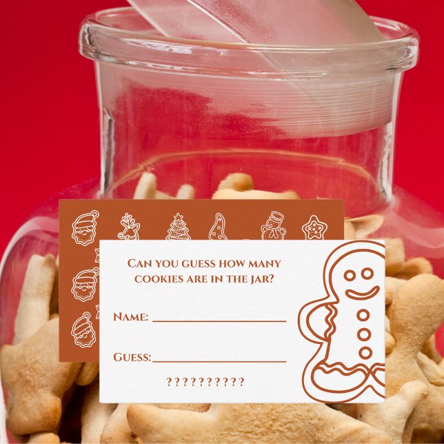 Cookie Guessing Game| Christmas Party Brown  Card (Add this game to your Christmas party, and use this notecard to ensure smooth play. Get yours today!)