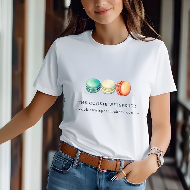 Cookie Home Bakery Employee Uniform T-Shirt (Home Based Cookie Bakery Macarons Logo Uniform T-Shirt)