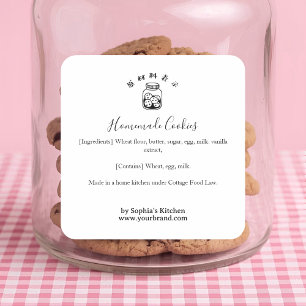 Cookie Jar Minimalist Bakery Ingredient Product Square Sticker