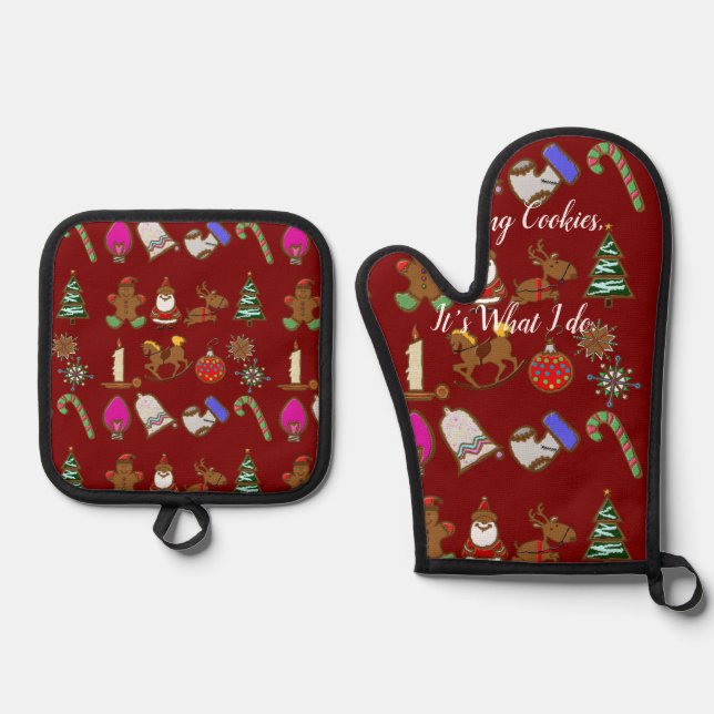Cookie Maker All-Over Print Apron Oven Mitt & Pot Holder Set (Front)
