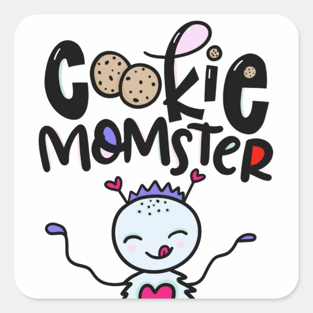 Cookie Momster, hand drawn Square Sticker (Front)