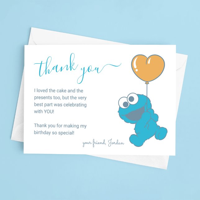 Cookie Monster 1st Birthday Thank You Invitation (Creator Uploaded)