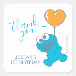 Cookie Monster 1st Birthday Thank You Square Sticker