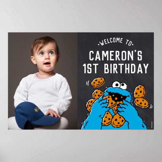Cookie Monster 1st Birthday Welcome Poster (Front)