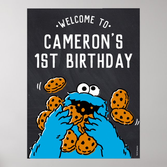 Cookie Monster 1st Birthday Welcome Poster (Front)